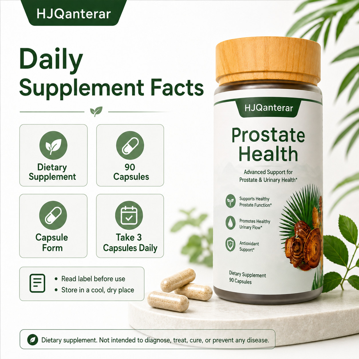 Men Prostate Support Supplement Saw Palmetto Mushroom Blend 90 Vegan Capsules