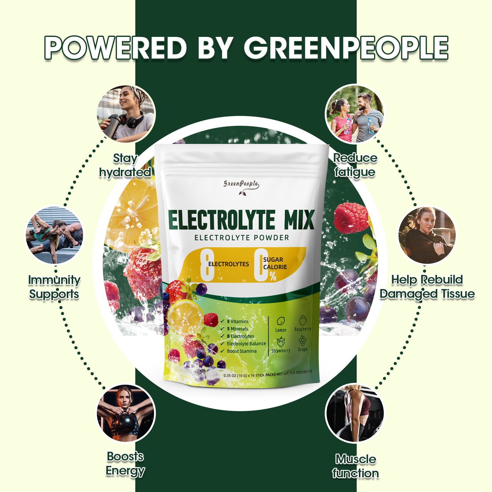 Electrolytes Powder Hydration 16 Packets Sugar Free Recovery Electrolyte Drink