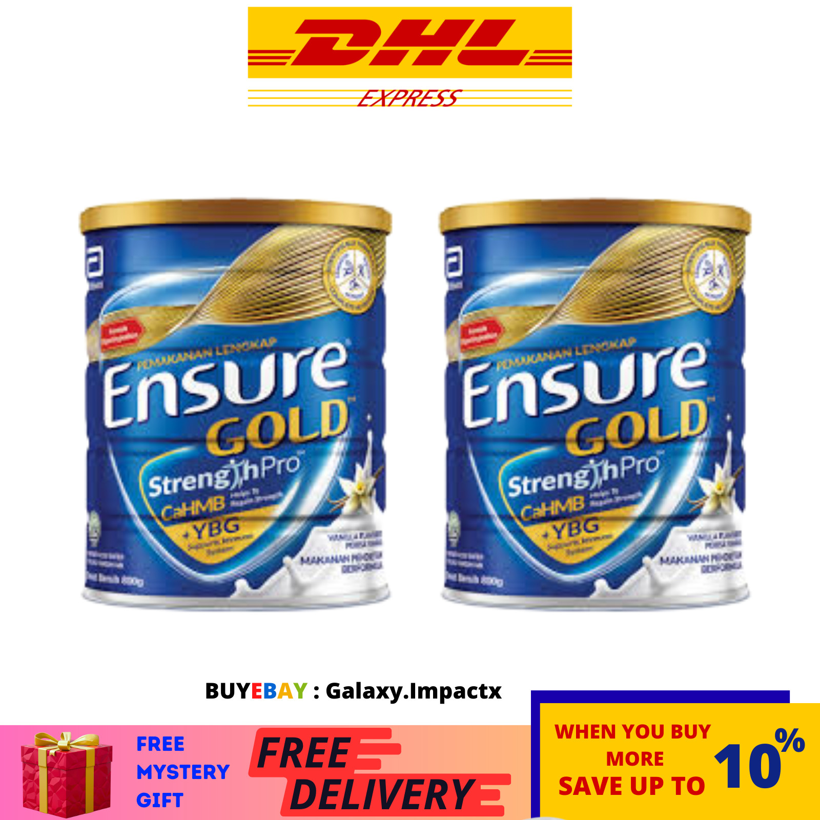2 X Abbott Ensure Gold 800g Vanilla Flavour Milk Powder