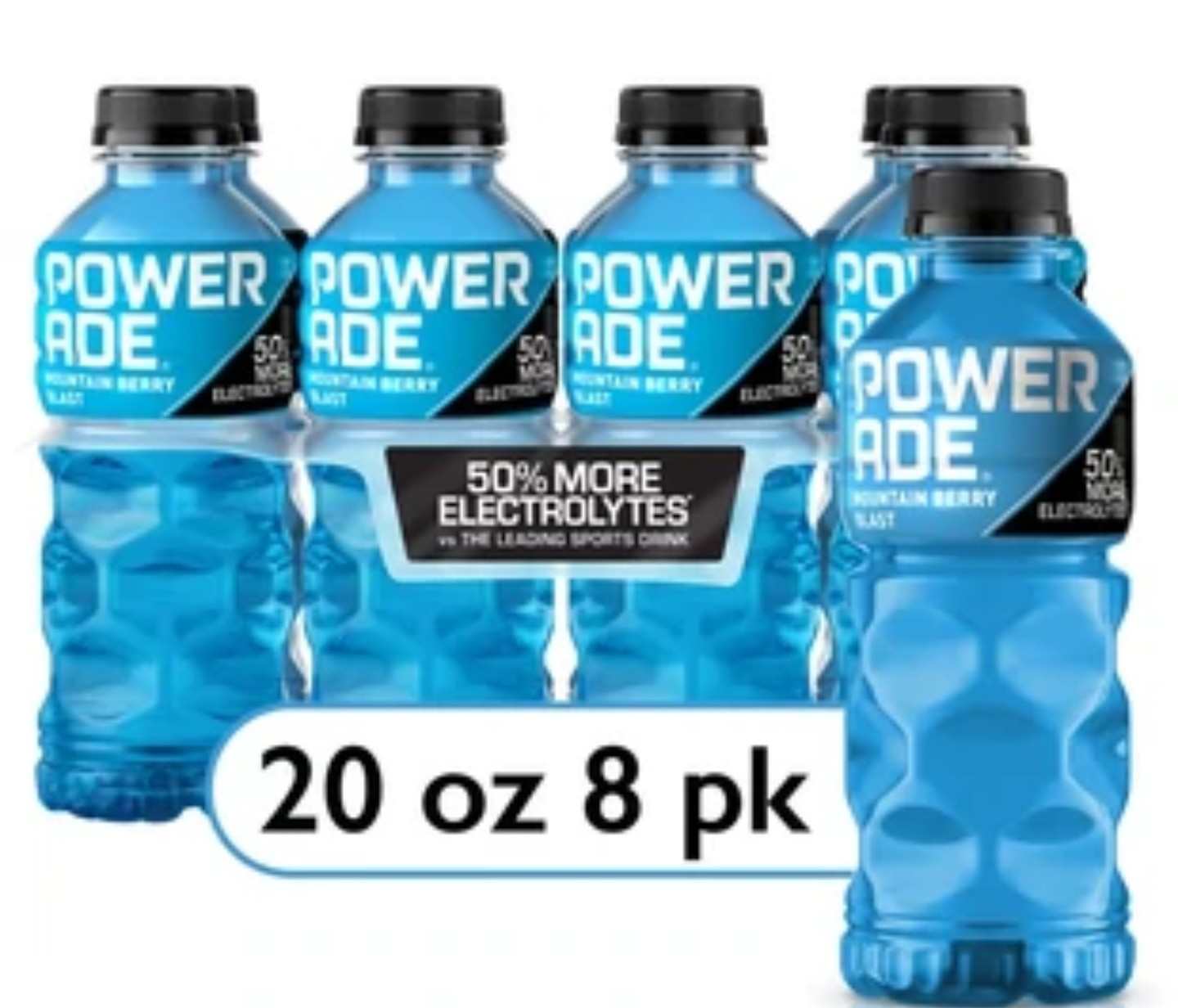Mountain Berry Blast Powerade Sports Drink, 20 oz Pack of 8