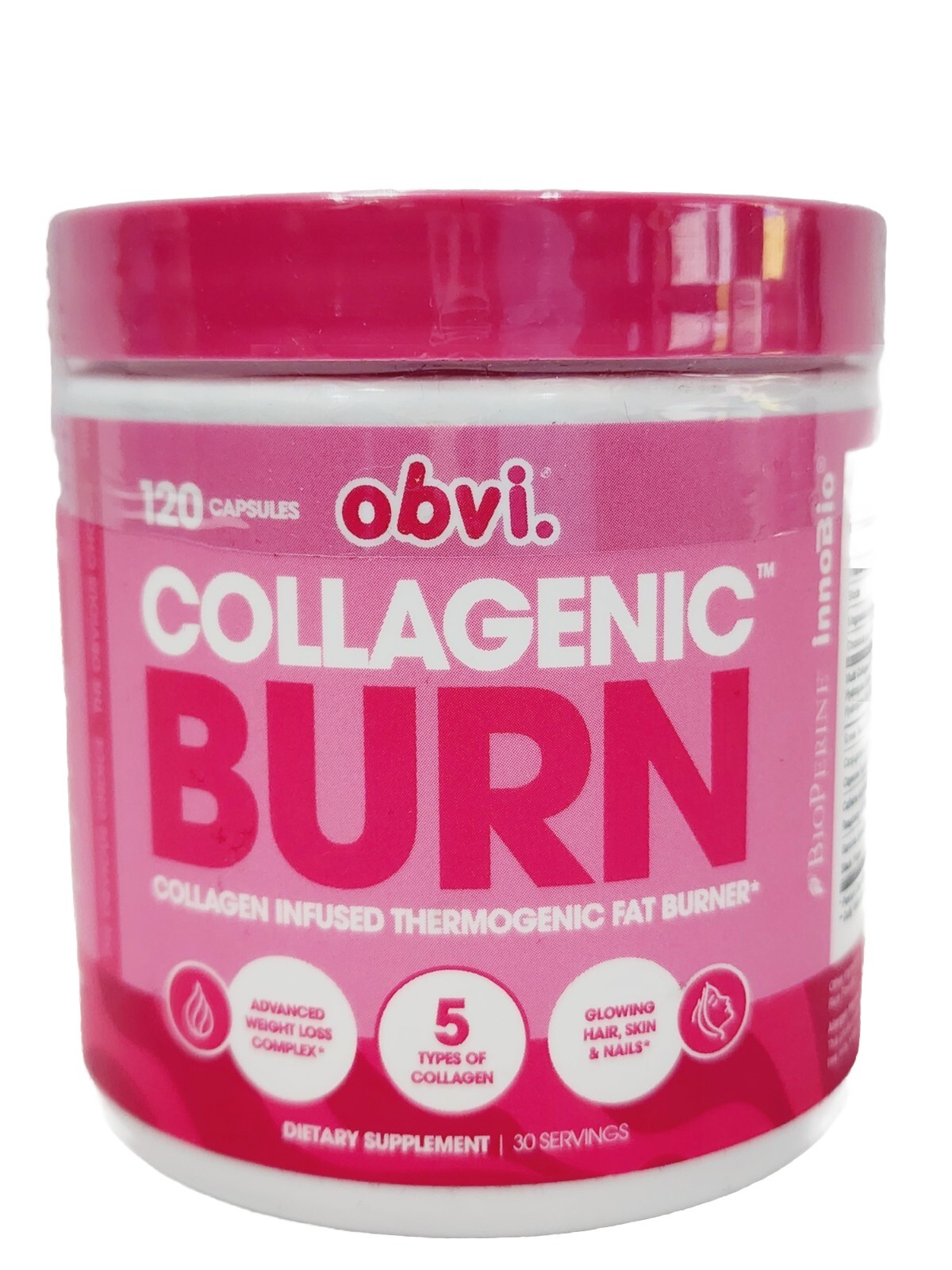 Obvi COLLAGENIC BURN Fat Burner Collagen Infused Thermogenic 120 Capsules New