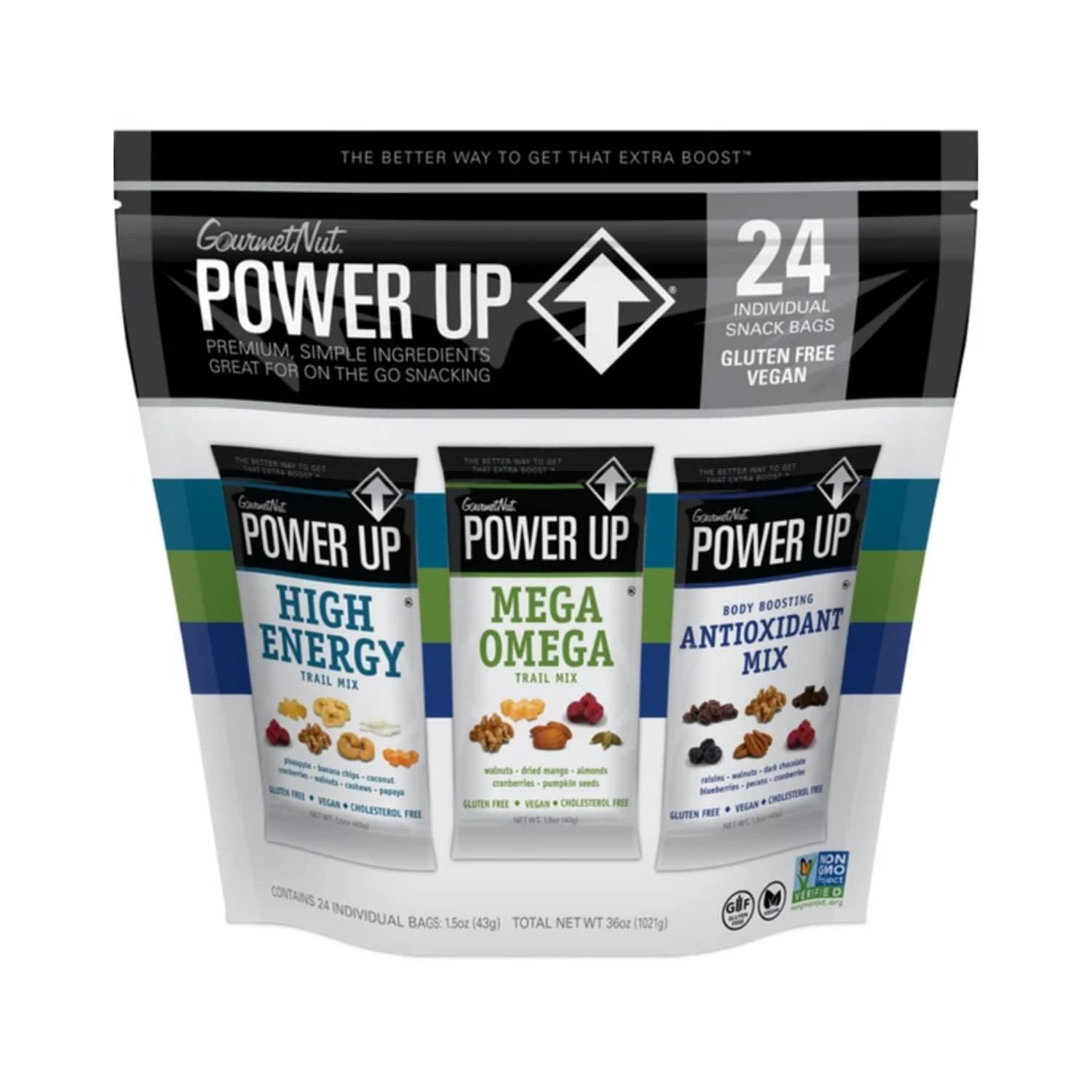 Power Up Premium Trail Mix – Variety Pack 24pk