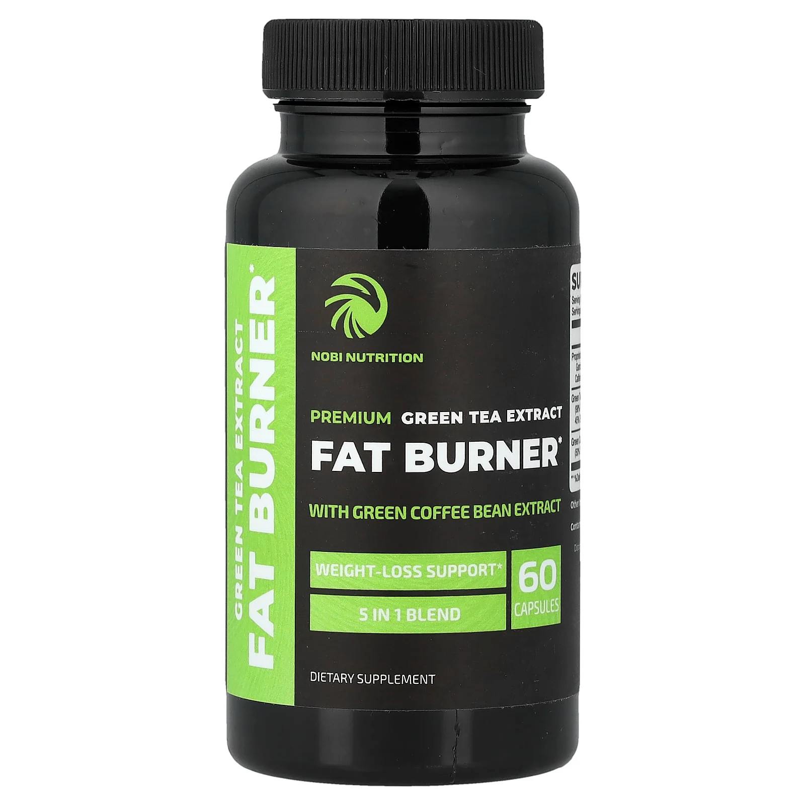 2 X Nobi Nutrition, Fat Burner, Premium Green Tea Extract, 60 Capsules