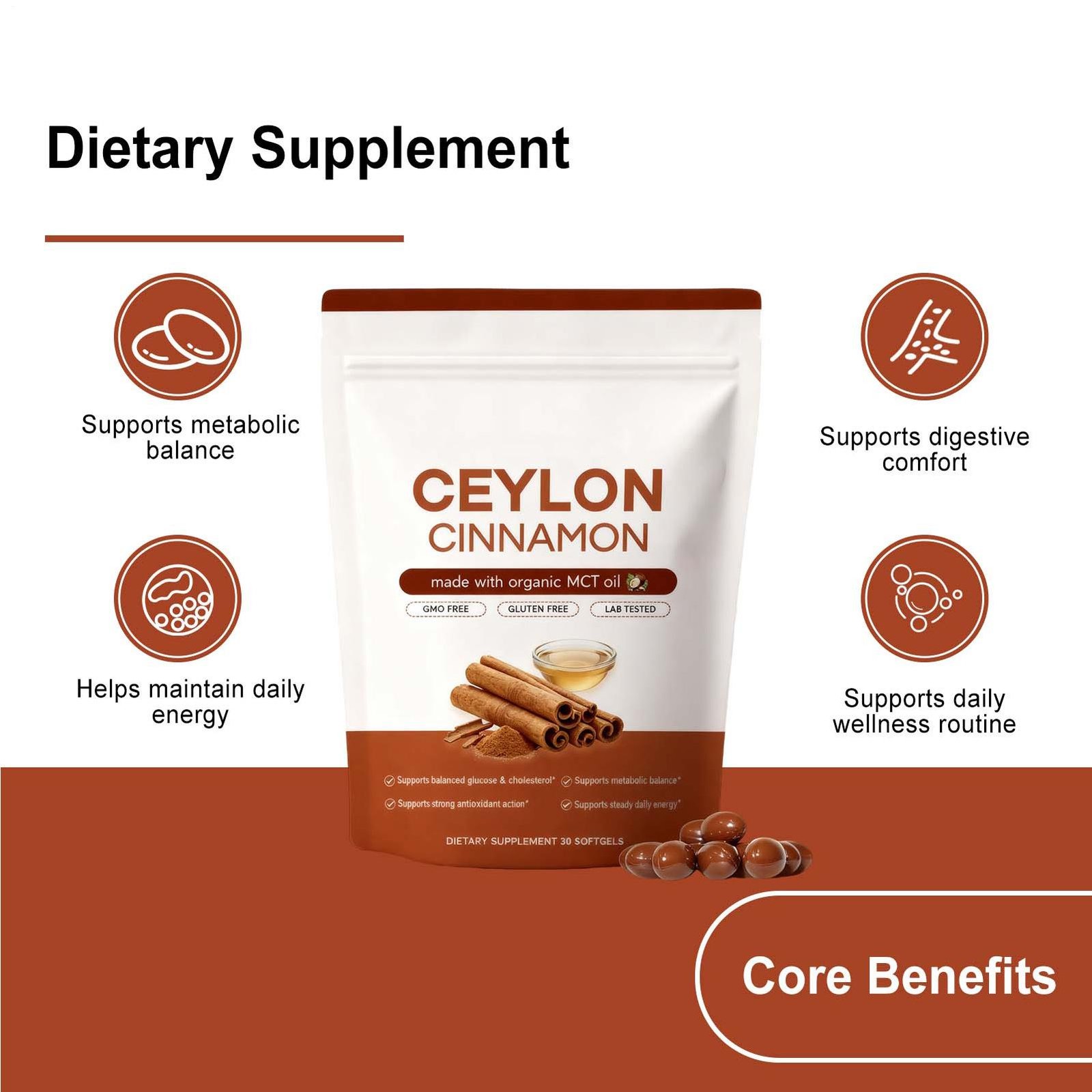Ceylon Cinnamon Softgels, Ceylon Cinnamon Soft Gels 7200Mg Equivalent Premium
