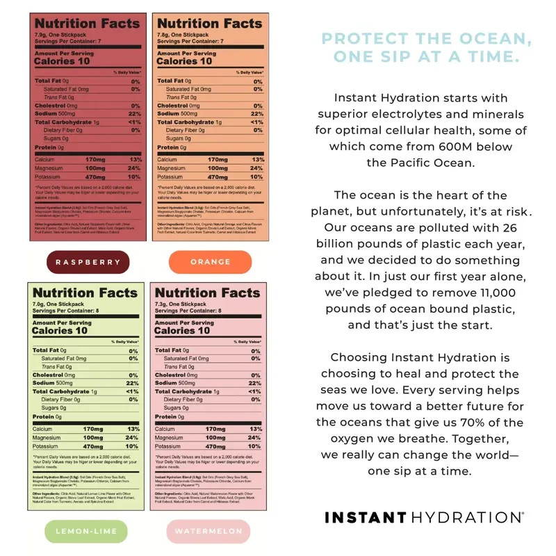 Instant Hydration Electrolytes – Variety Pack – 30 Sticks (OVERSTOCK SALE)