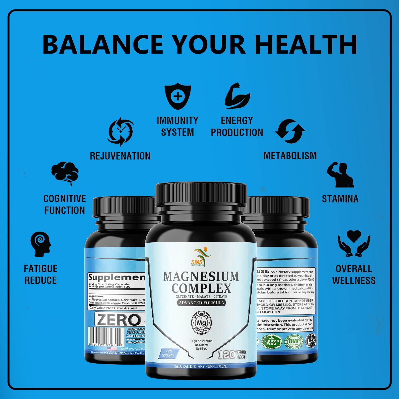 Magnesium Complex 470mg with Malate, Citrate, Glycinate – High Absorption