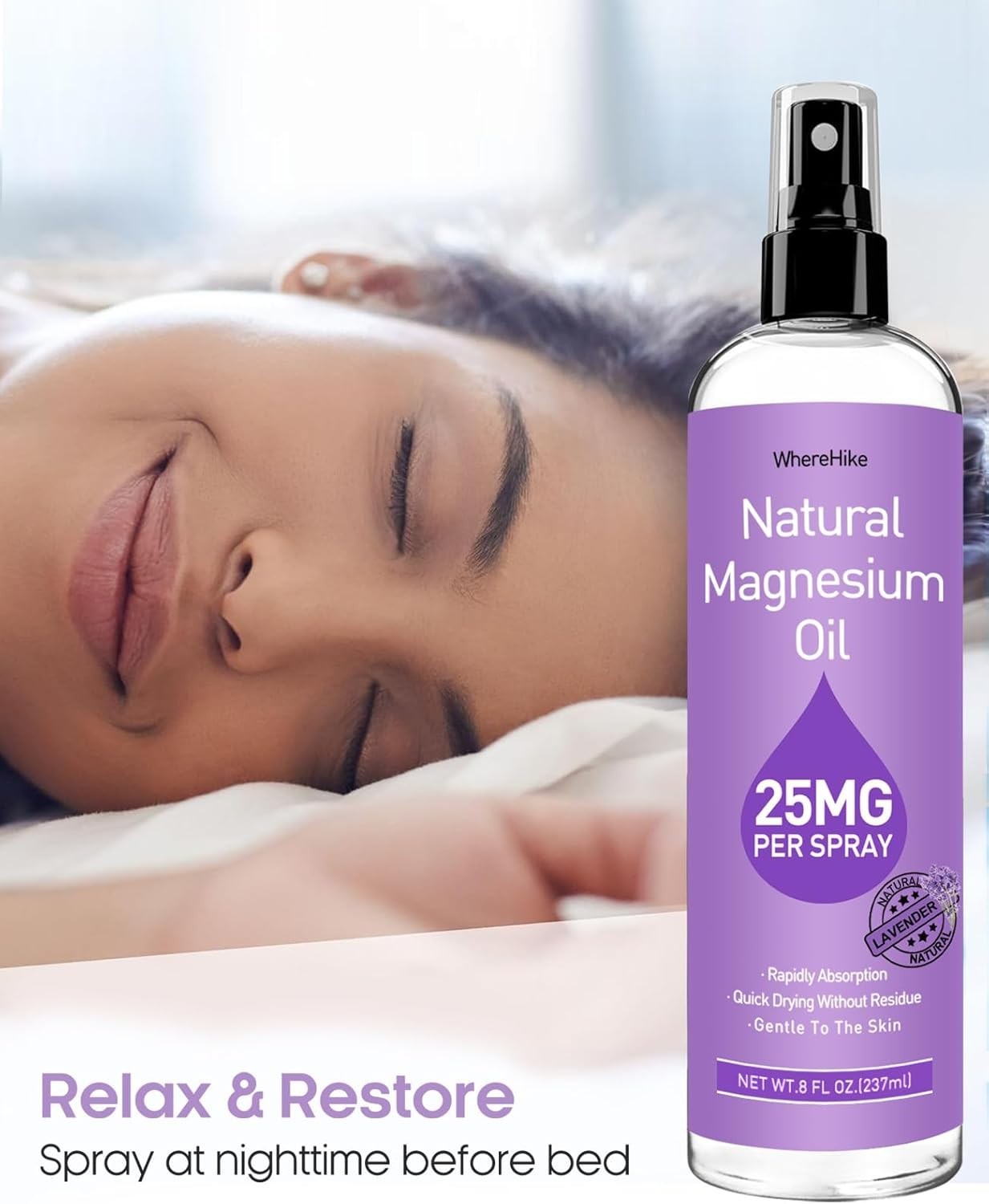 Aceite de Magnesio Spray Corporal Relajación Muscular Sueño Profundo Premium