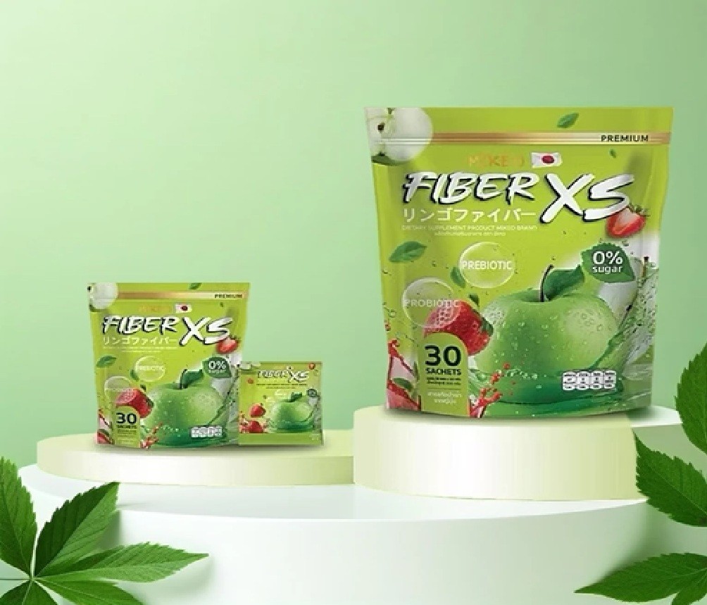 MIKEO Fiber XS Green Apple 30 Sachets Prebiotic Sugar Free Detox