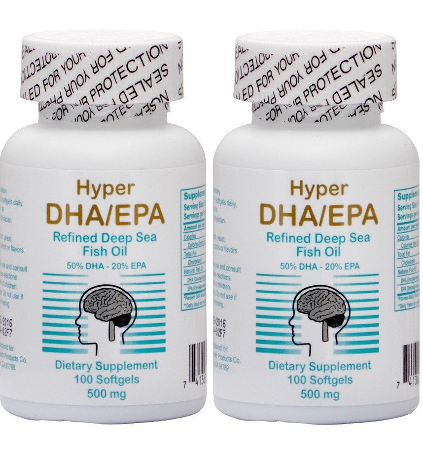 2 bottles HYPER DHA EPA (100 SOFTGELS/bottles ) refined deep sea fish oil 200 sg