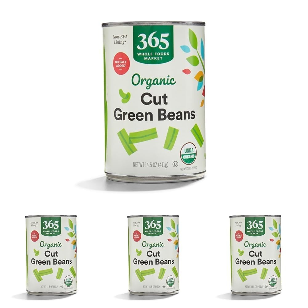 Organic Cut Green Beans, No Salt Added, 14.5 Ounce Pack of 4