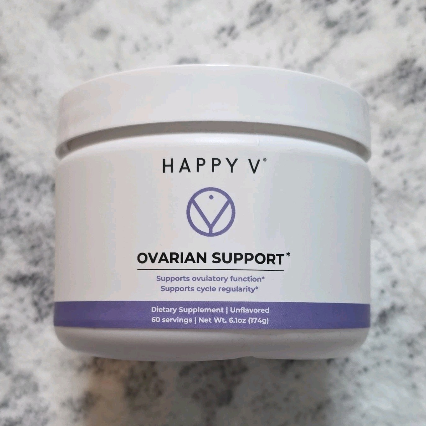 Happy V Ovarian Support Dietary Supplement Powder Unflavored 6.1oz Vegan Gluten…