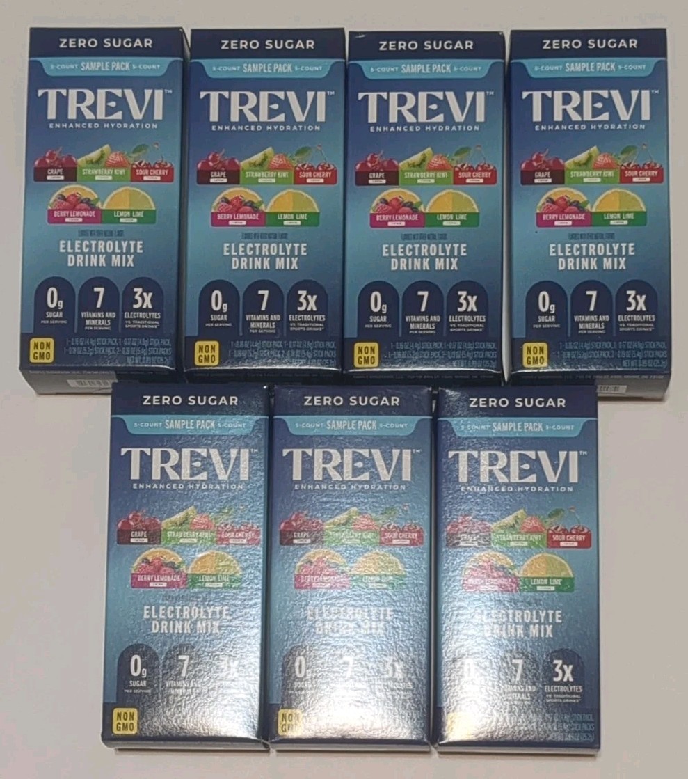 TREVI Sugar-Free Electrolyte Drink Mix Variety Pack Powder 35 Packets (7 Boxes)