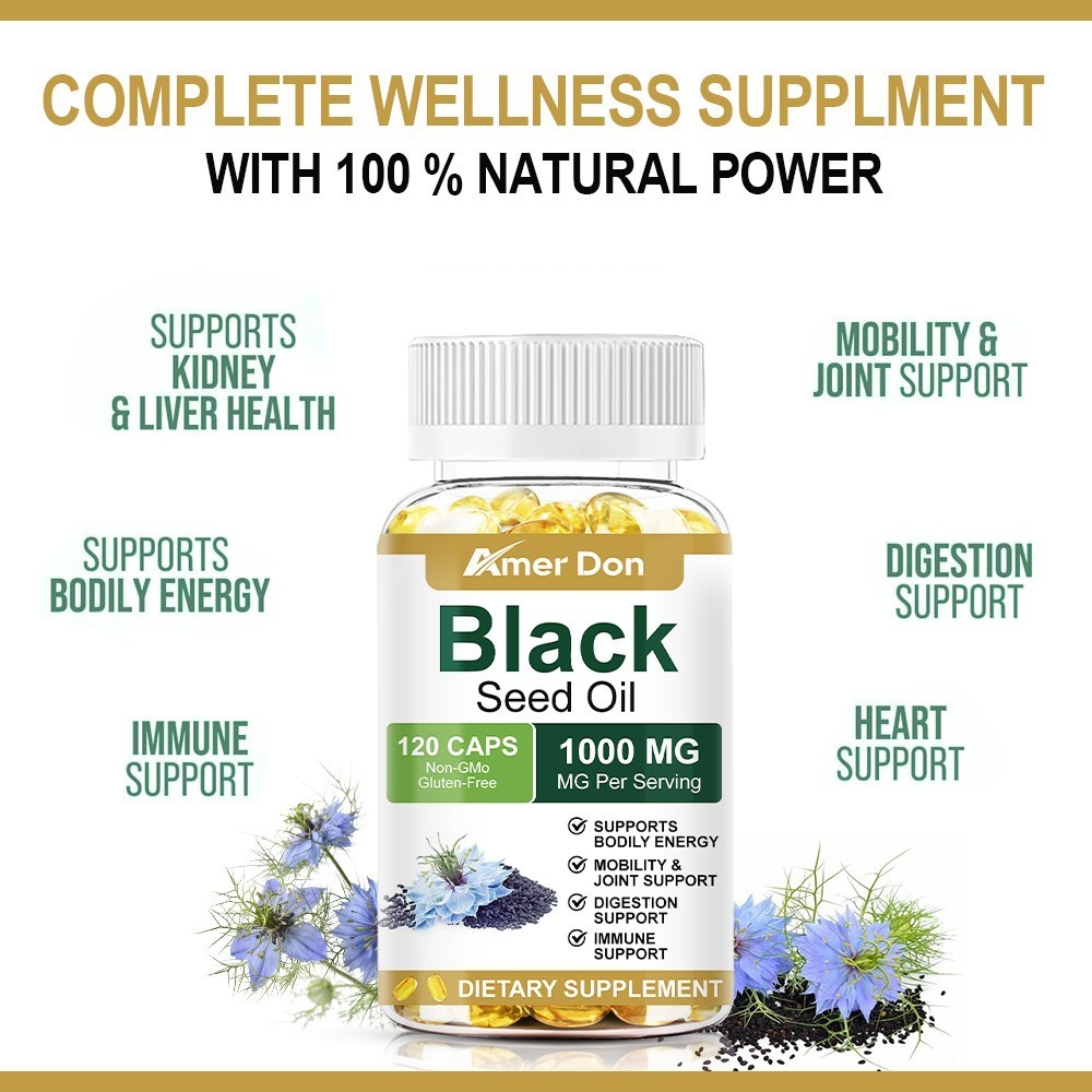 Black Seed Oil Capsules – 100% Pure Organic COLD PRESSED Cumin Nigella Sativa