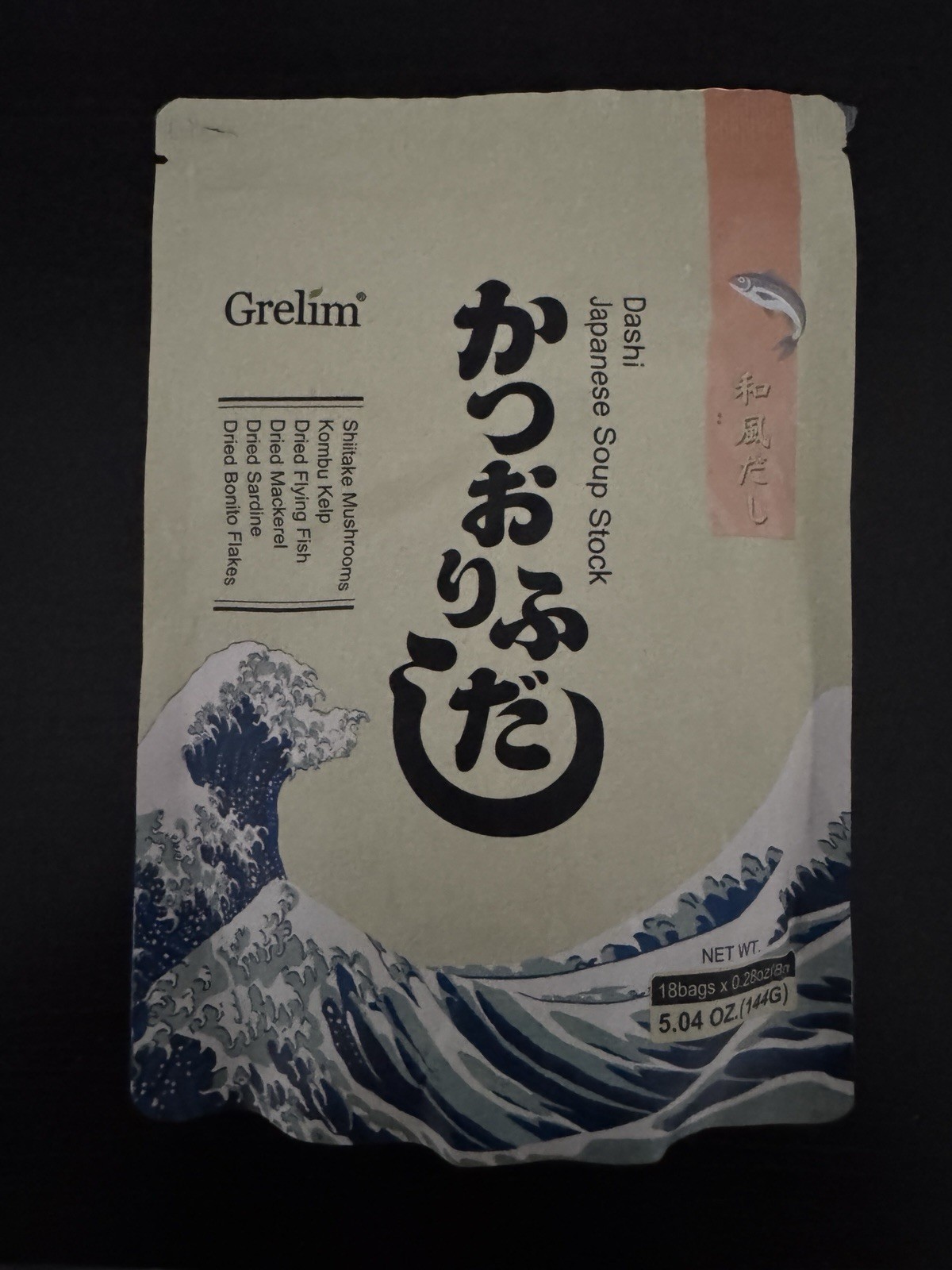 Grelim Japanese Dashi Soup Stock Fish & Mushroom-based stock powder 18 bags