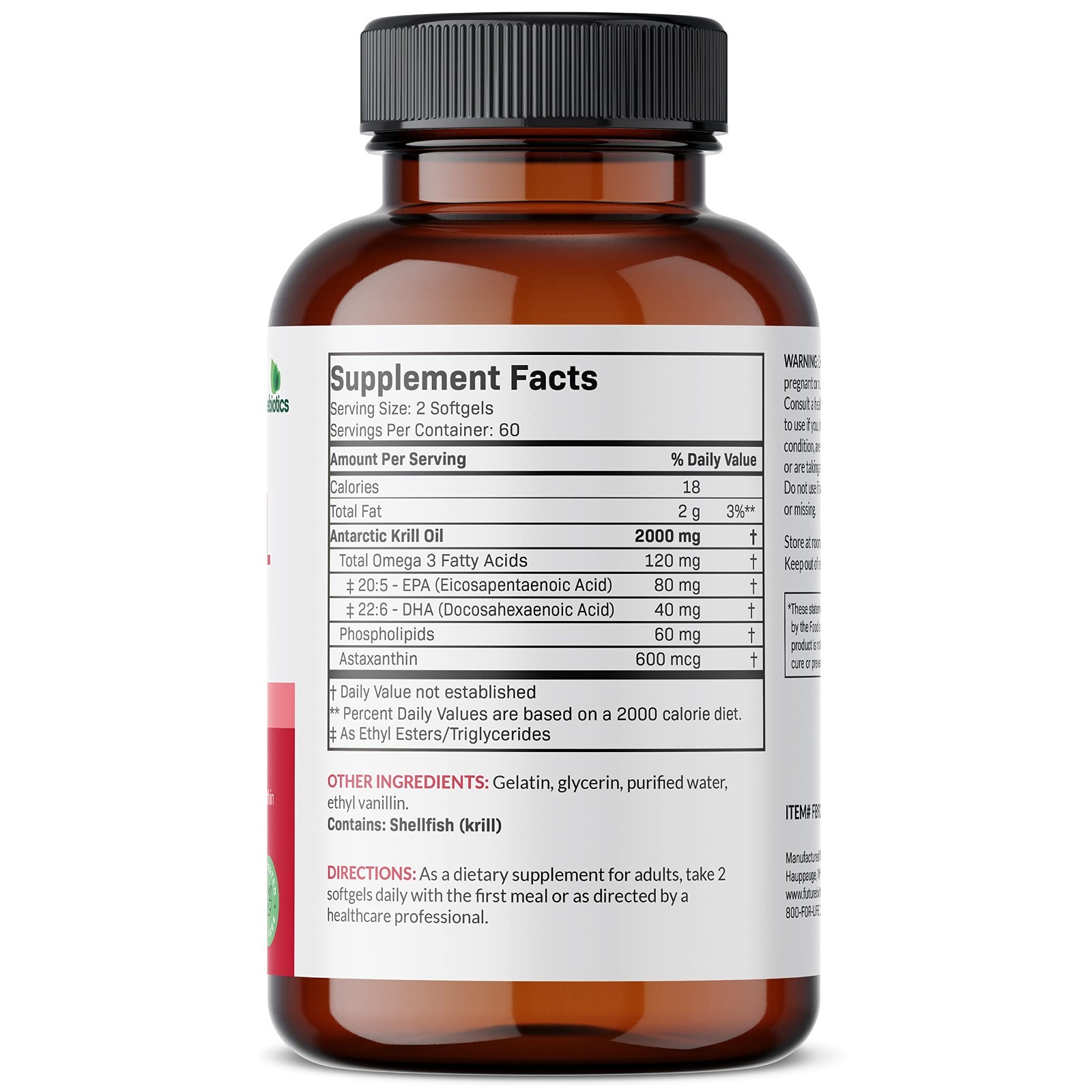 Antarctic Krill Oil 2000mg with Astaxanthin, Omega-3 EPA DHA, Non-GMO, 120 Softg