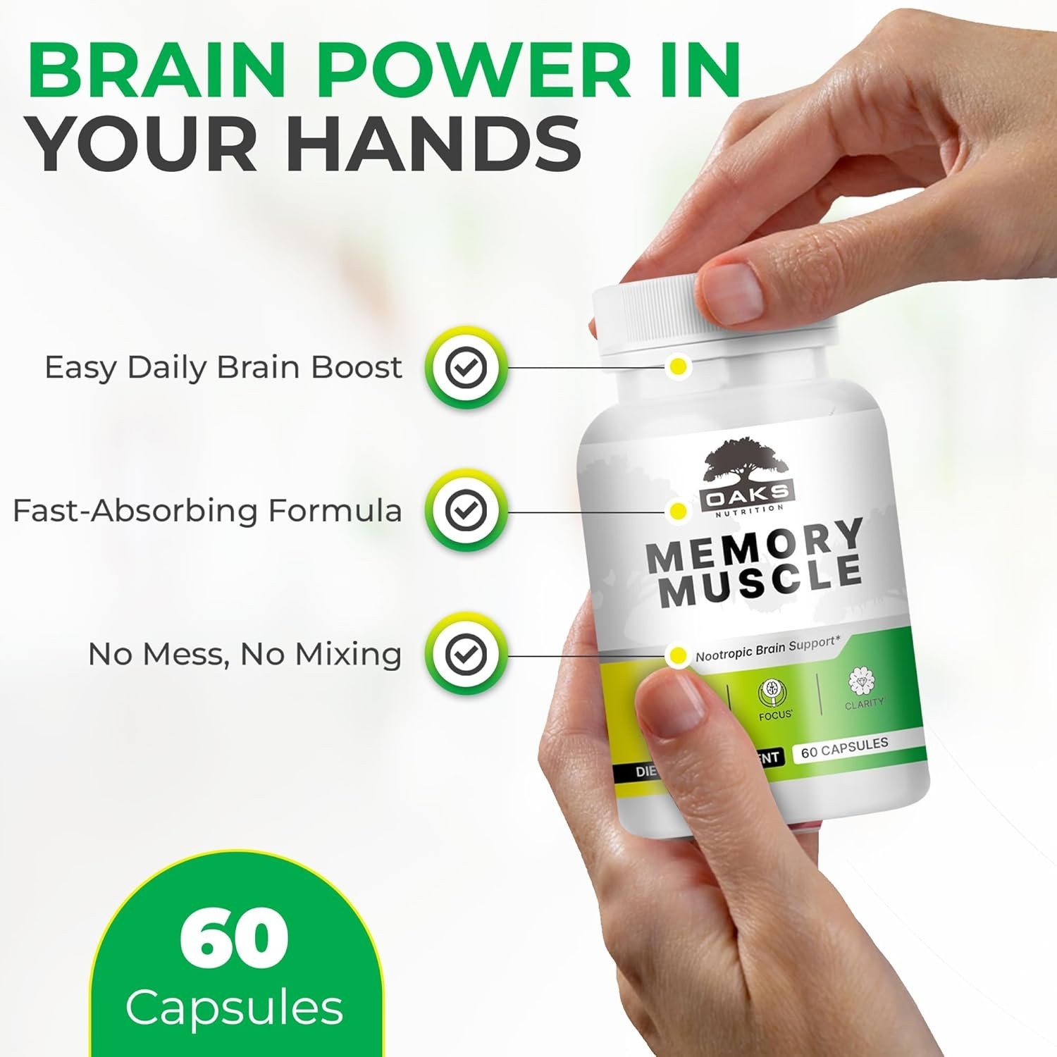 Memory Muscle – Advanced Nootropic Brain Supplement with Vitamin B12, Bacopa