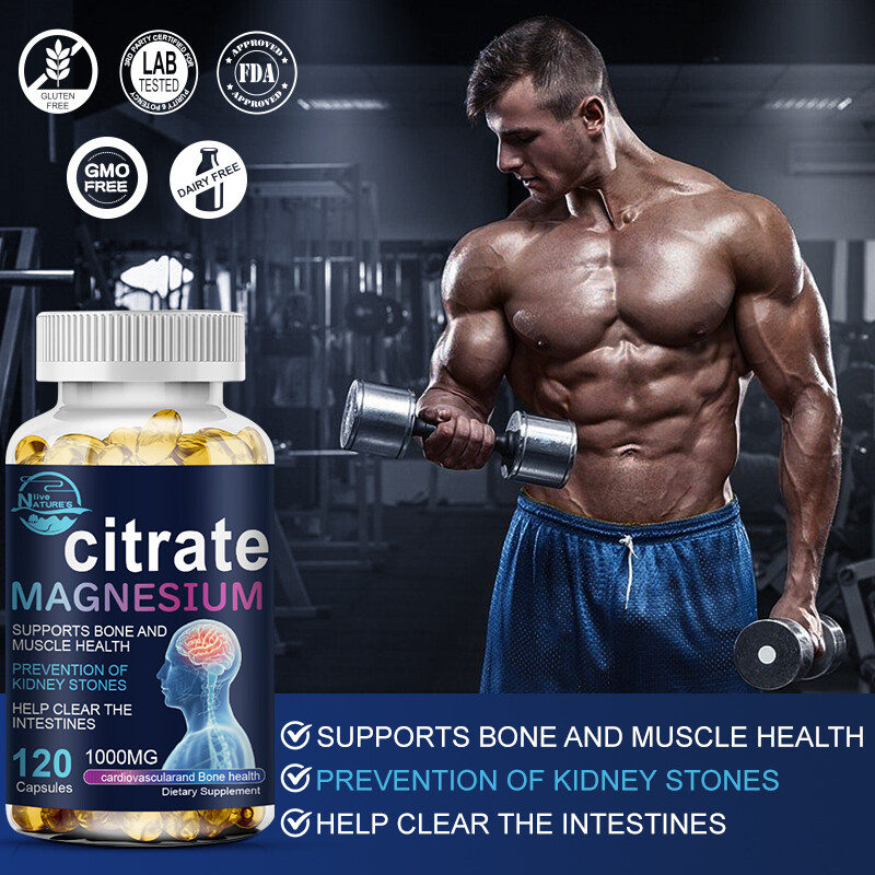 Magnesium Citrate 1000mg Capsules Super Strong Effective Vegan Capsules 2x120ct