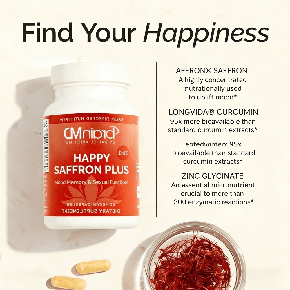 2 BOTTLES-LUXRY Happy Saffron Plus by BrainMD,Positive Mood & Emotional Wellness