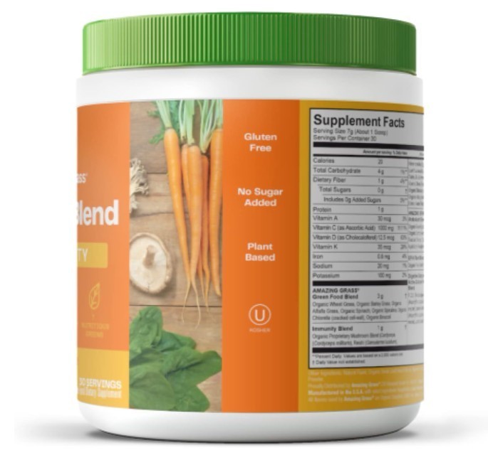 Amazing Grass Greens Blend Immunity Tangerine Powder 30 Servings 7.4 oz