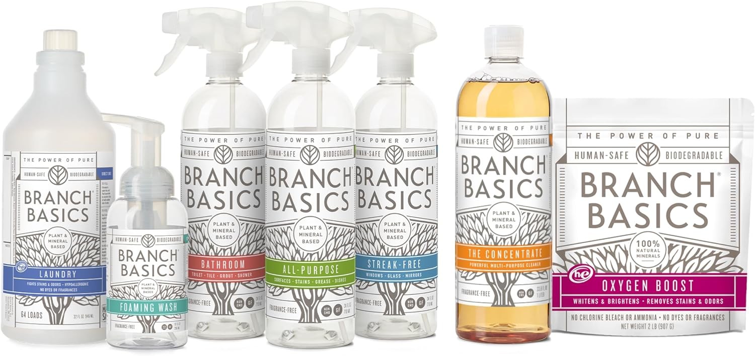 Branch Basics Premium Starter Kit: All Purpose Cleaner, Glass, and Bathroom Cl