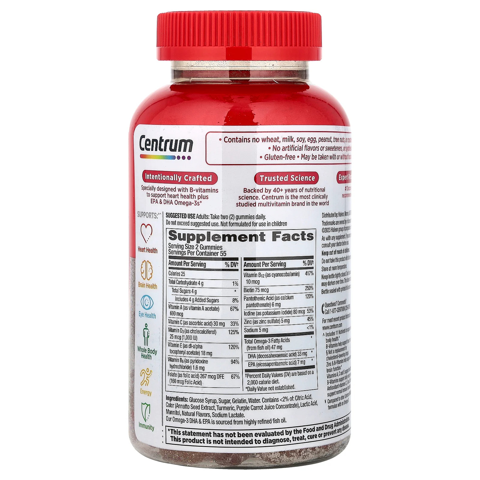 2 X Centrum, Multi + Omega-3 Multigummies, Natural Strawberry, Lemon & Orange,