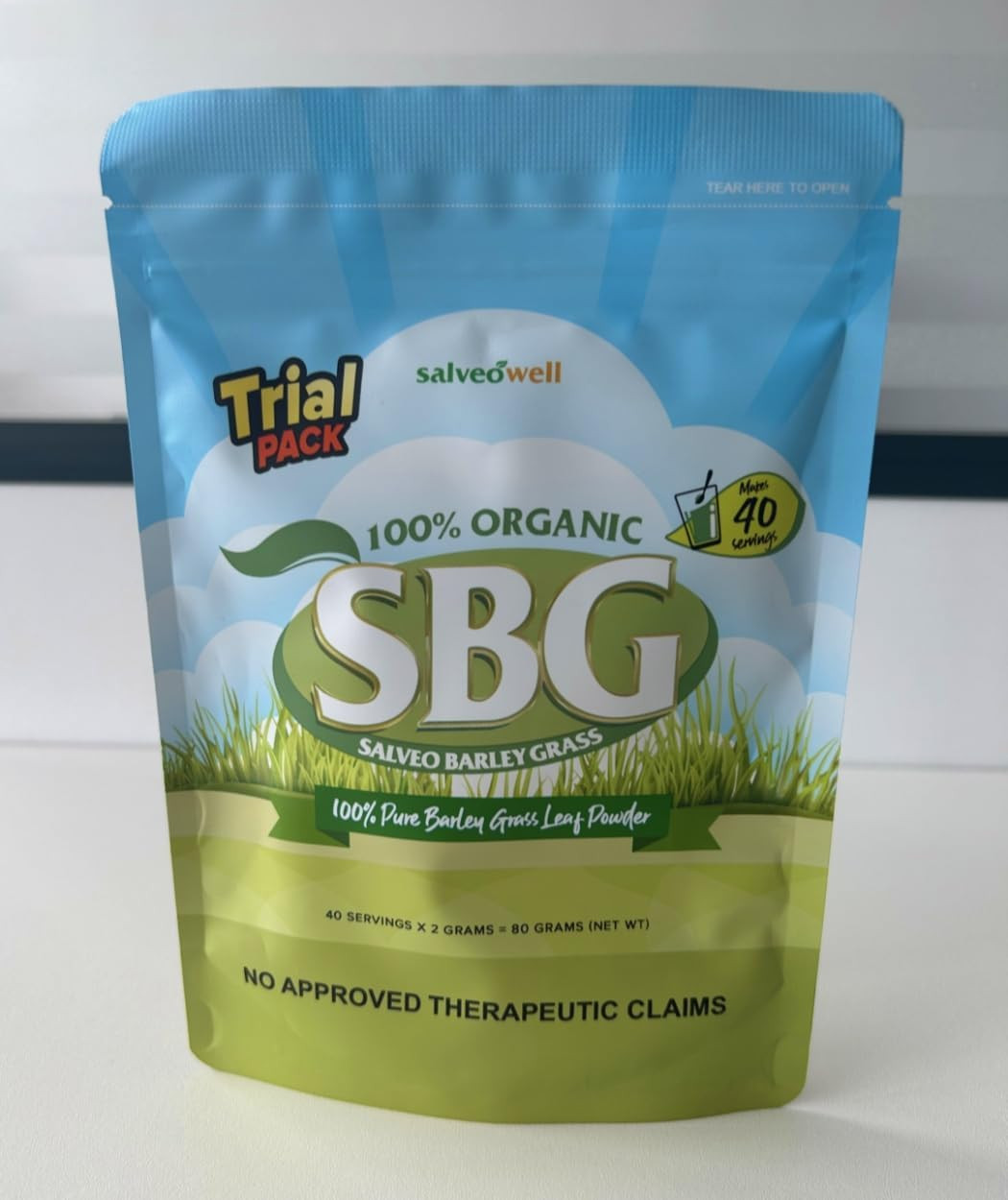 Barley Grass Powder in Trial Pack, 80Grams, 100% Pure and Organic