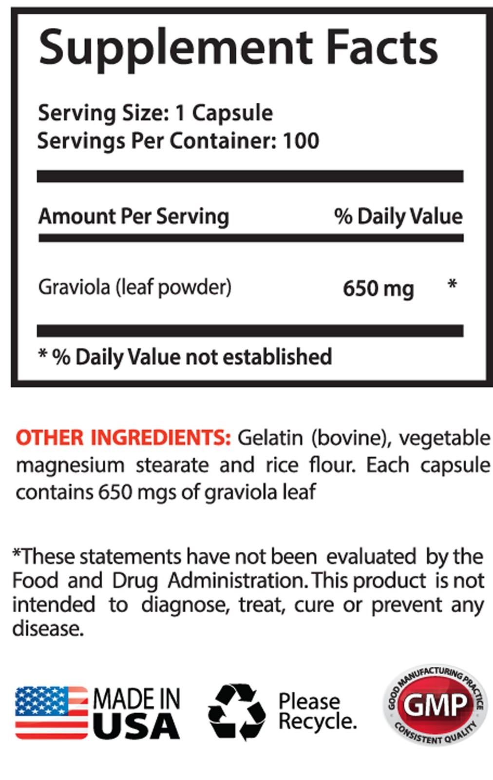 Adaptogenic Herbs Capsules – Graviola Leaf 650mg – Graviola Health Now 3B