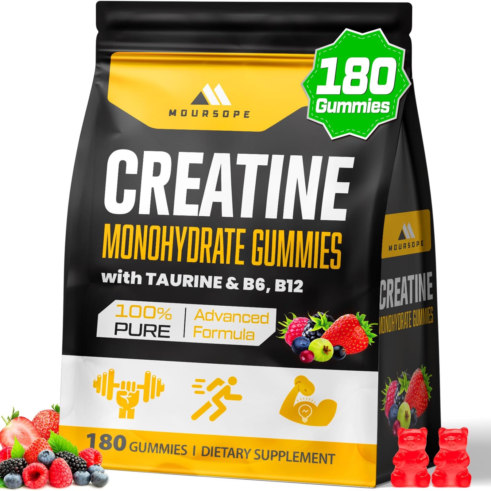 (180 Count) Creatine Monohydrate Gummies for Men & 180 Count (Pack of 1)