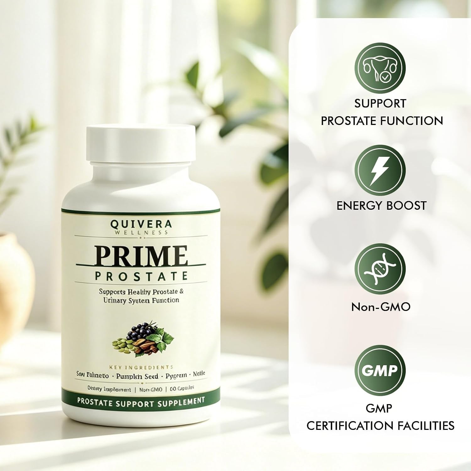 Prime Prostate Bladder Support Supplement for Men Pygeum Saw Palmetto Lycopene