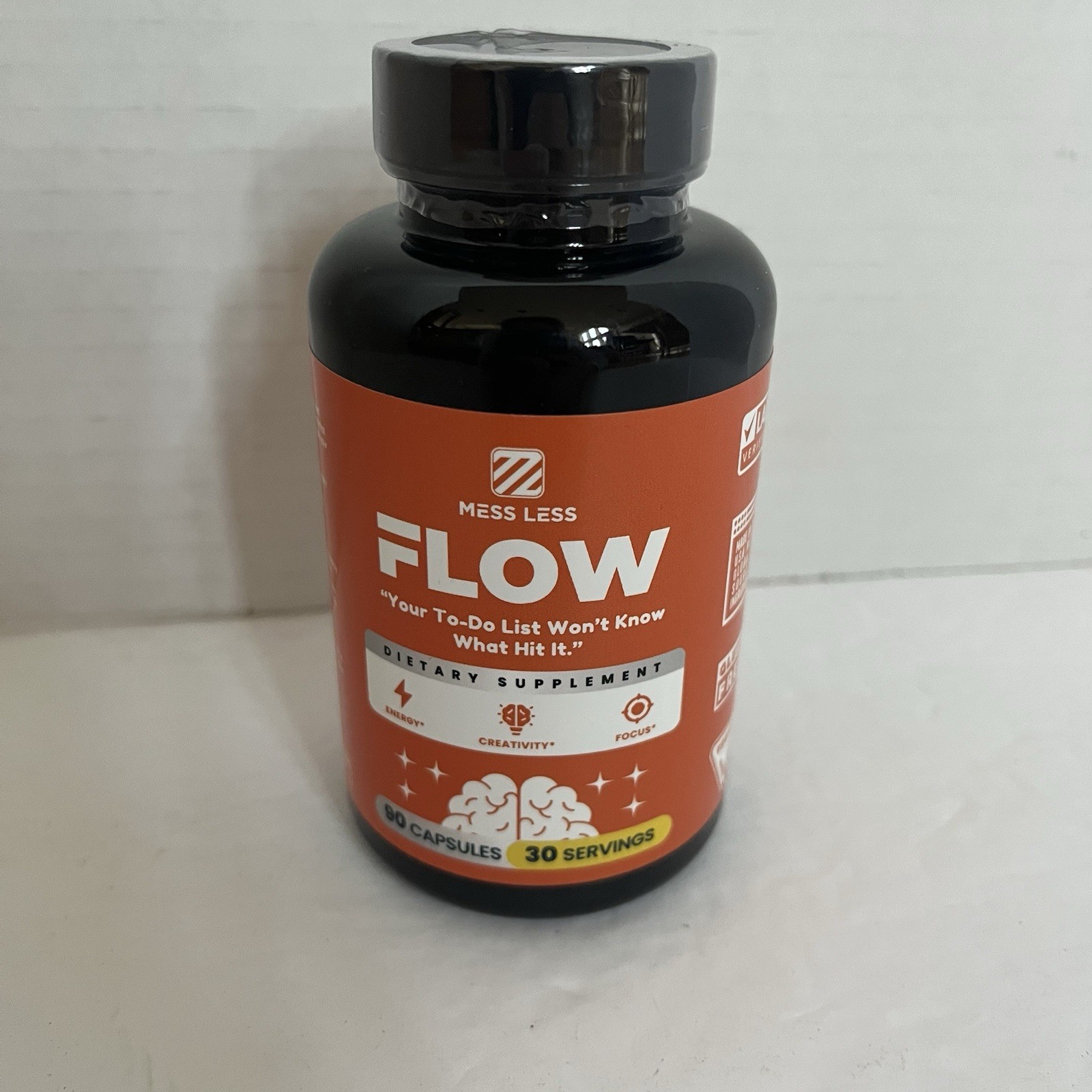 Mess Less FLOW Dietary Supplement Energy, Creativity, Focus. Exp: April 2027