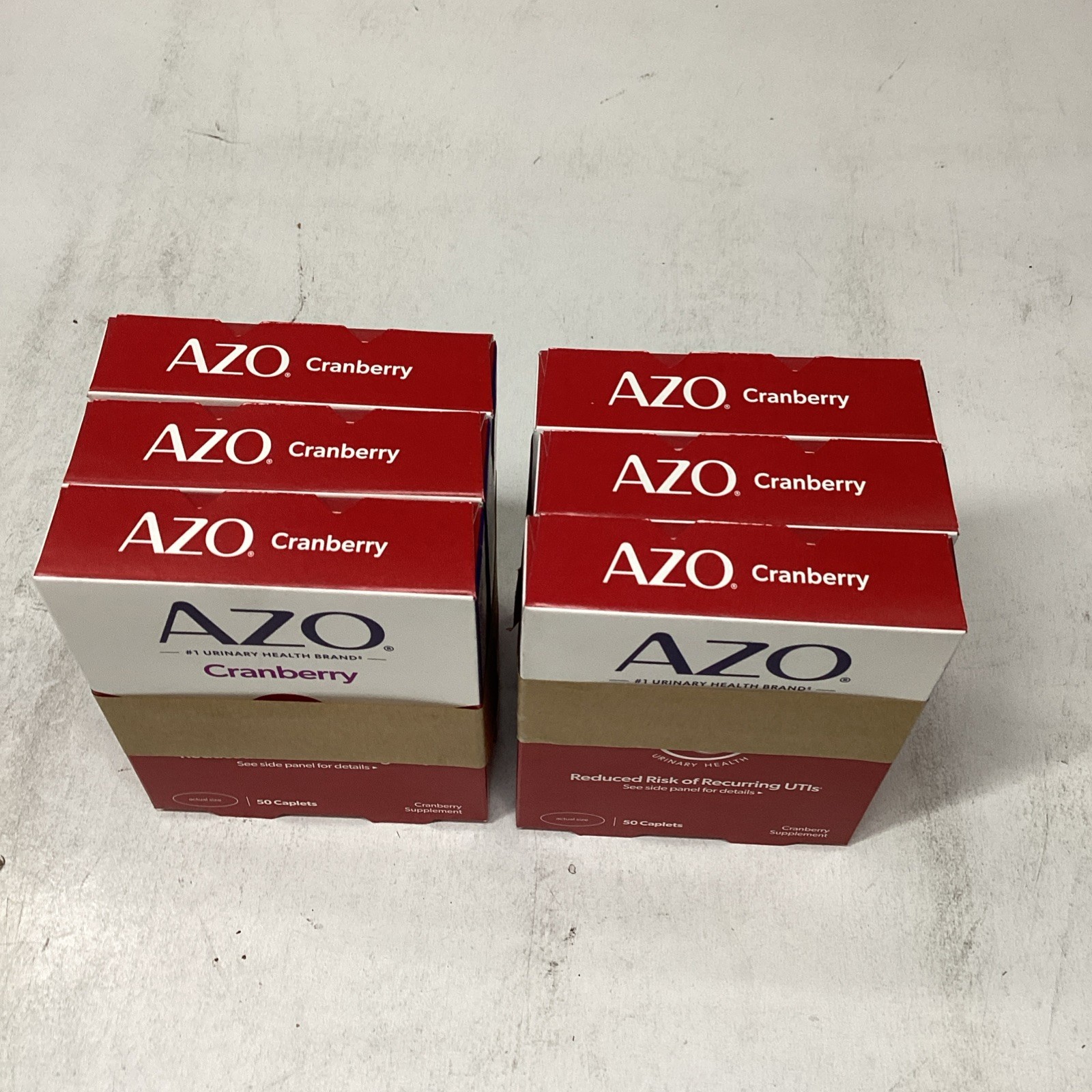 6 Boxes Azo Cranberry Urinary Tract Supplement 50 Caplets-Box Exp 04/2027