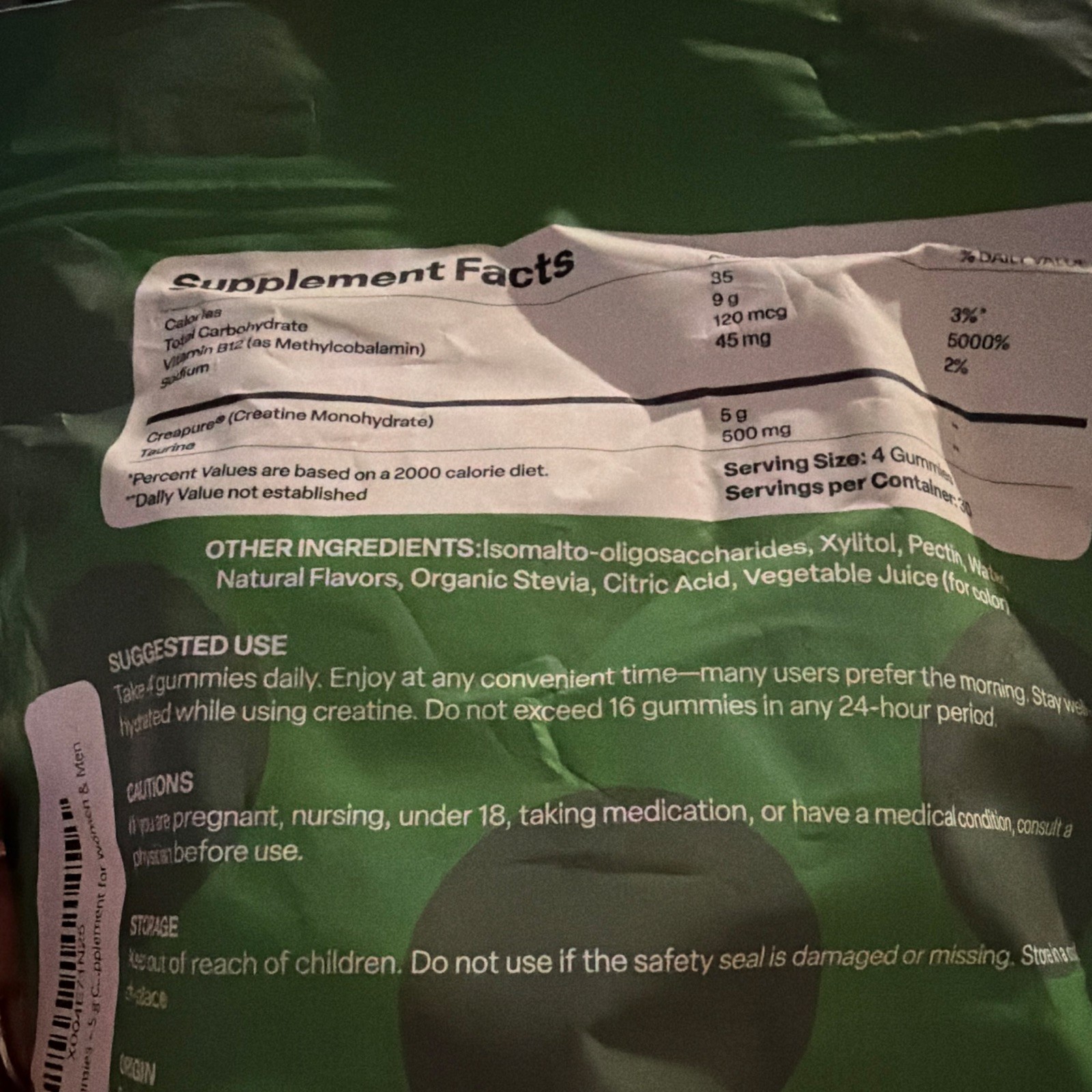 Vybrance Labs Creatine Monohydrate Gummies 120ct Green Apple Vegan Exp 08/2025