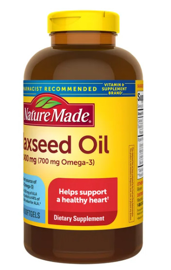 Nature Made Flaxseed Oil 1400mg 300 Softgels Omega 3 ALA Supplement Exp-05/2027