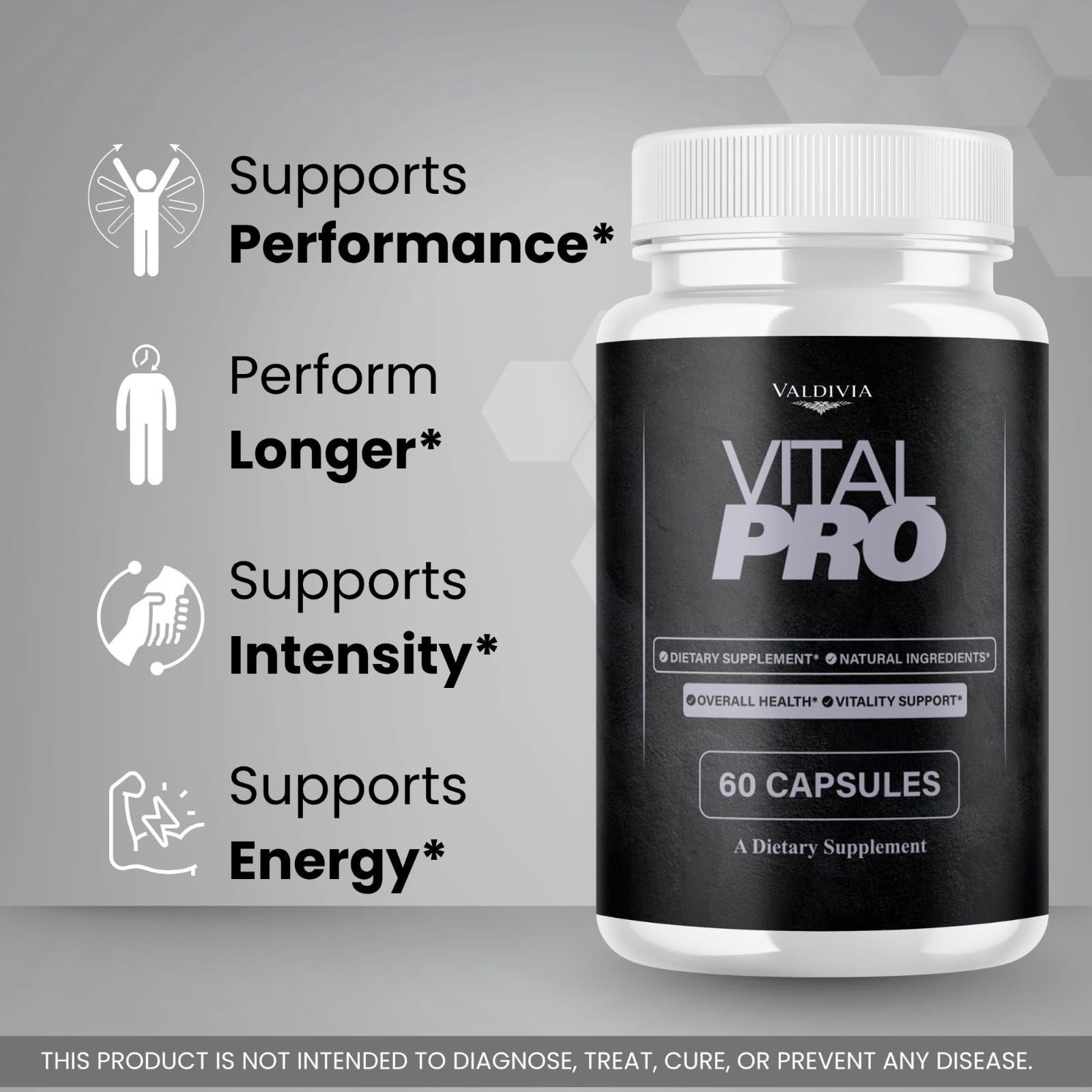 VitalPro Men Daily Wellness Supplement Capsules Energy Strength 1 Pack 60Ct
