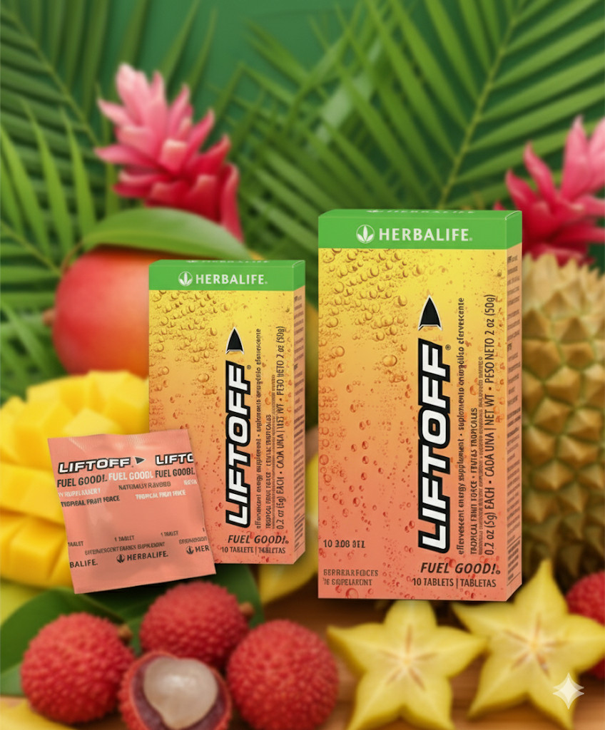 Herbalife Liftoff Energy 2‑Pack (Exp. 05/2027, 10 Tabs/Pack) – Tropical Punch