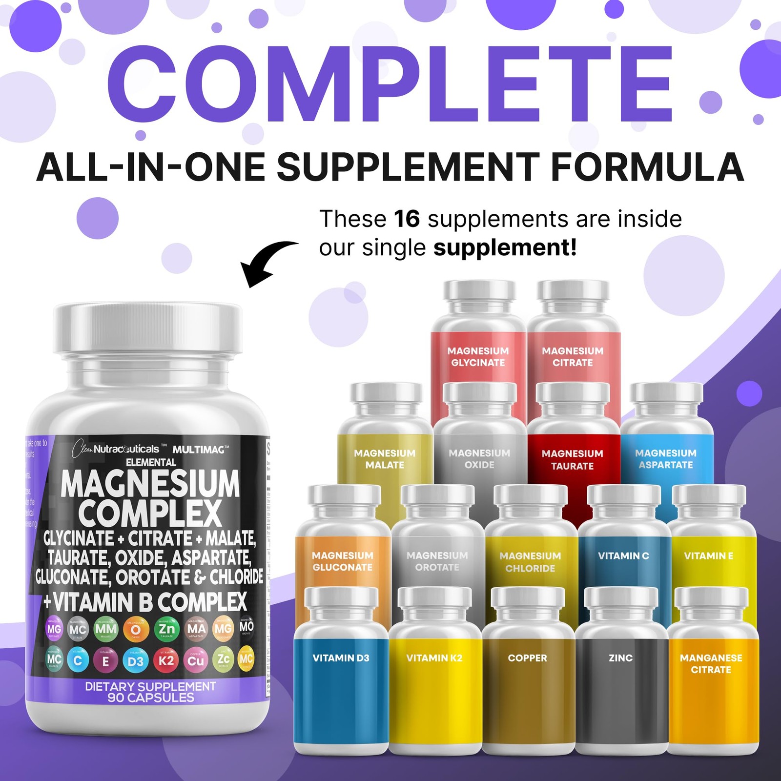 Clean Nutraceuticals Magnesium Complex with 90 Count (Pack of 1)