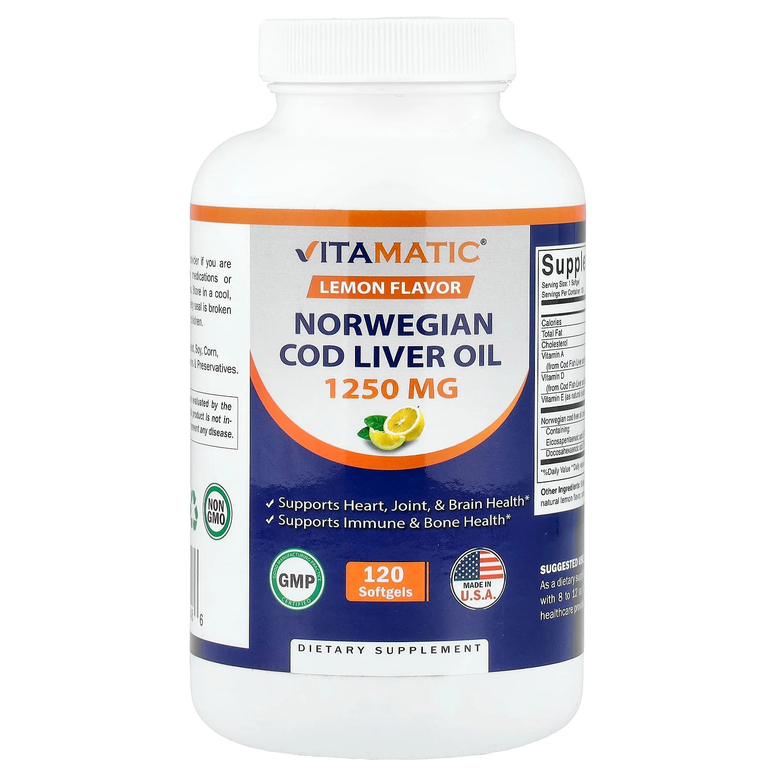 2 X Vitamatic, Norwegian Cod Liver Oil, Lemon, 120 Softgels