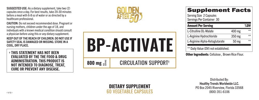 Golden After 50’s BP-Activate is a circulation support formula. 3 Month Supply.