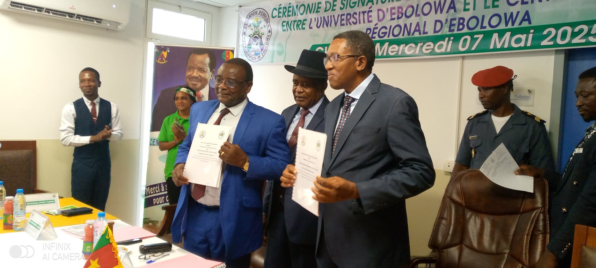 La convention signée officialise un accord-cadre global entre le Centre Hospitalier Régional d’Ebolowa et l’Université d’Ebolowa, structuré autour de quatre axes fondamentaux.