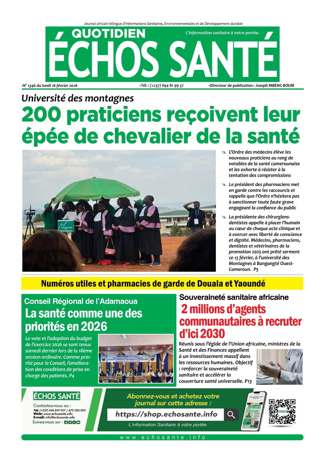 Echos santé n°1346 du lundi 16 février 2026