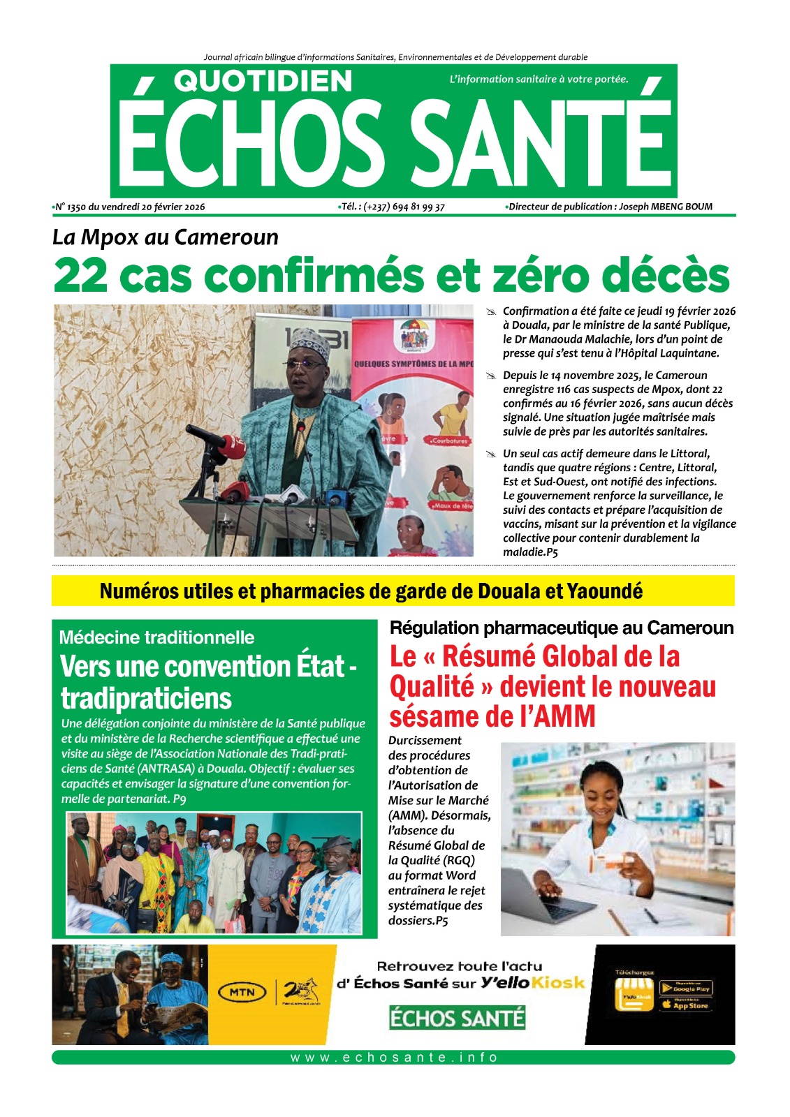 Echos santé n°1350 du vendredi 20 février 2026