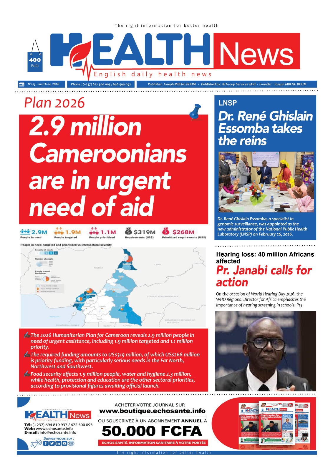 Health News N°075 du mercredi 4 mars 2026