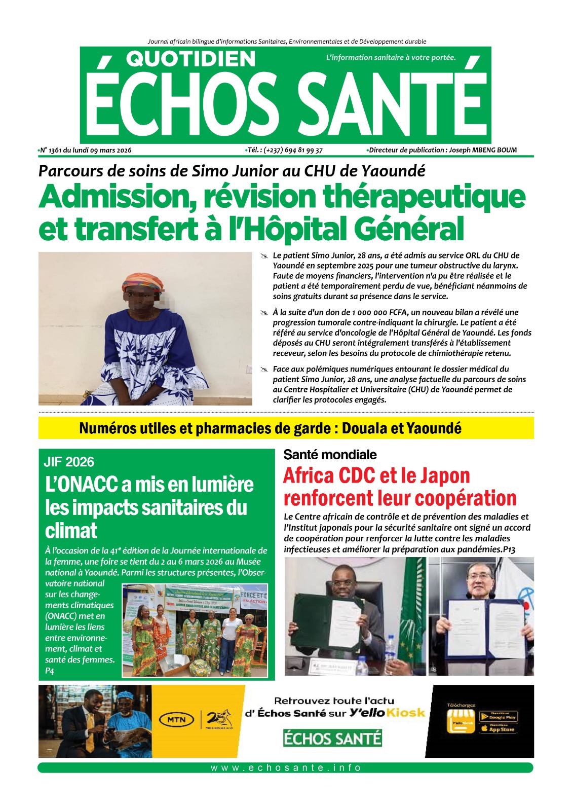 Echos santé n°1361 du lundi 9 mars 2026