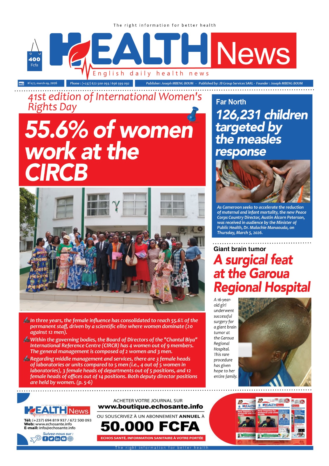 Health News N°077 du lundi 9 mars 2026