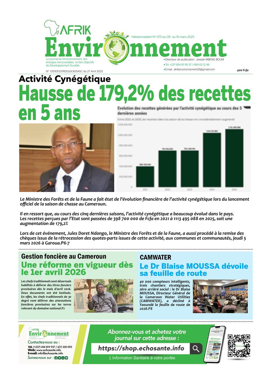 Afrik Environnement N°074 du mercredi 11 mars 2026