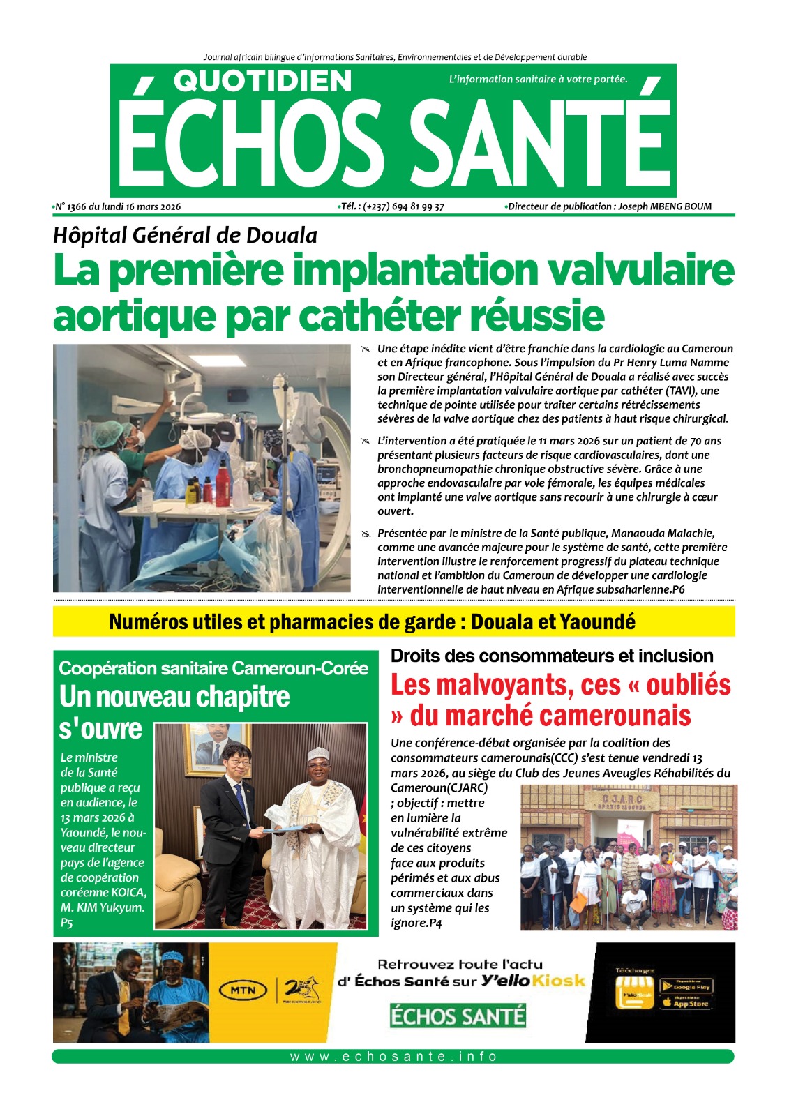 Echos santé n°1366 du lundi 16 mars 2026