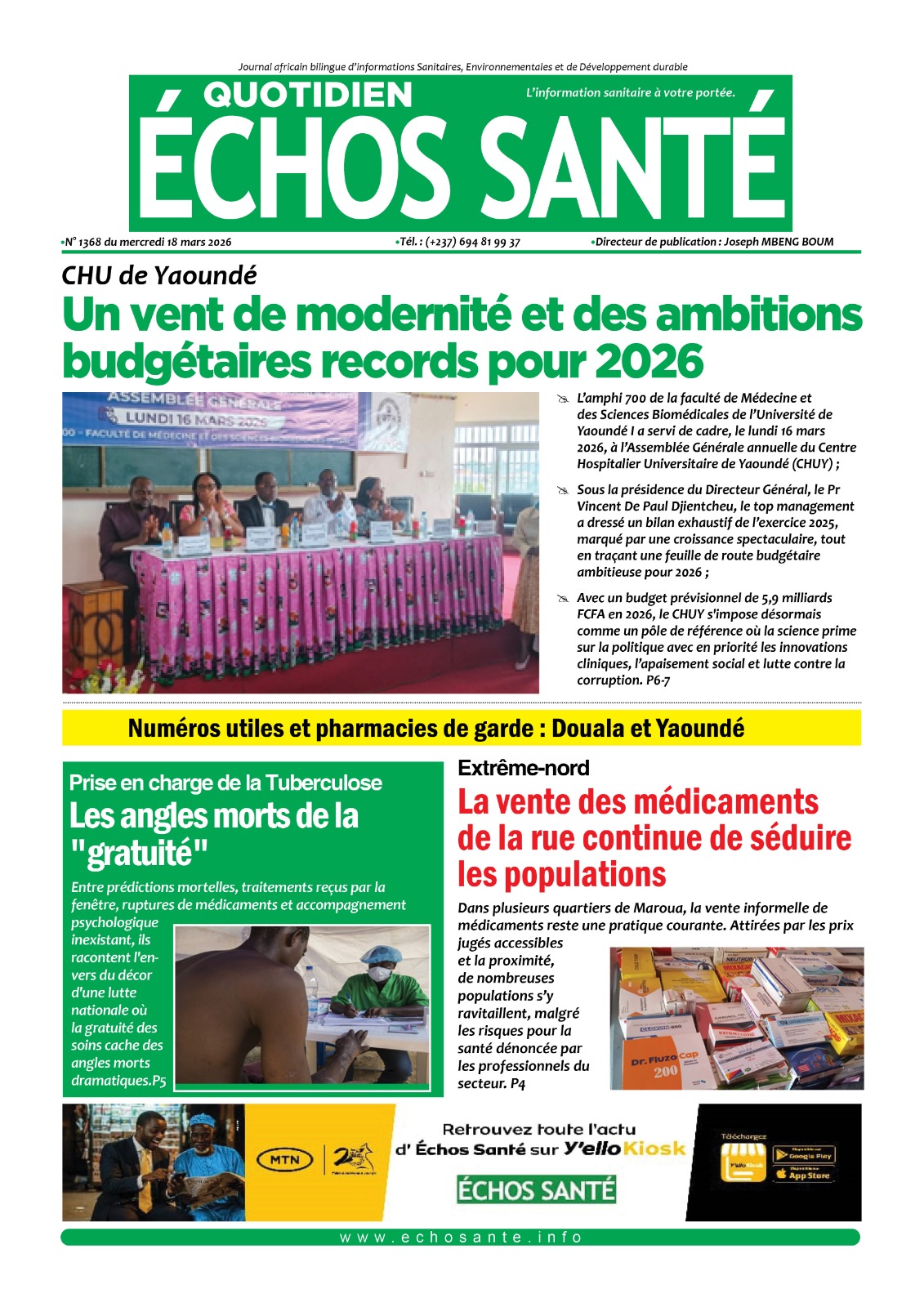 Echos santé n°1368 du mercredi 18 mars 2026