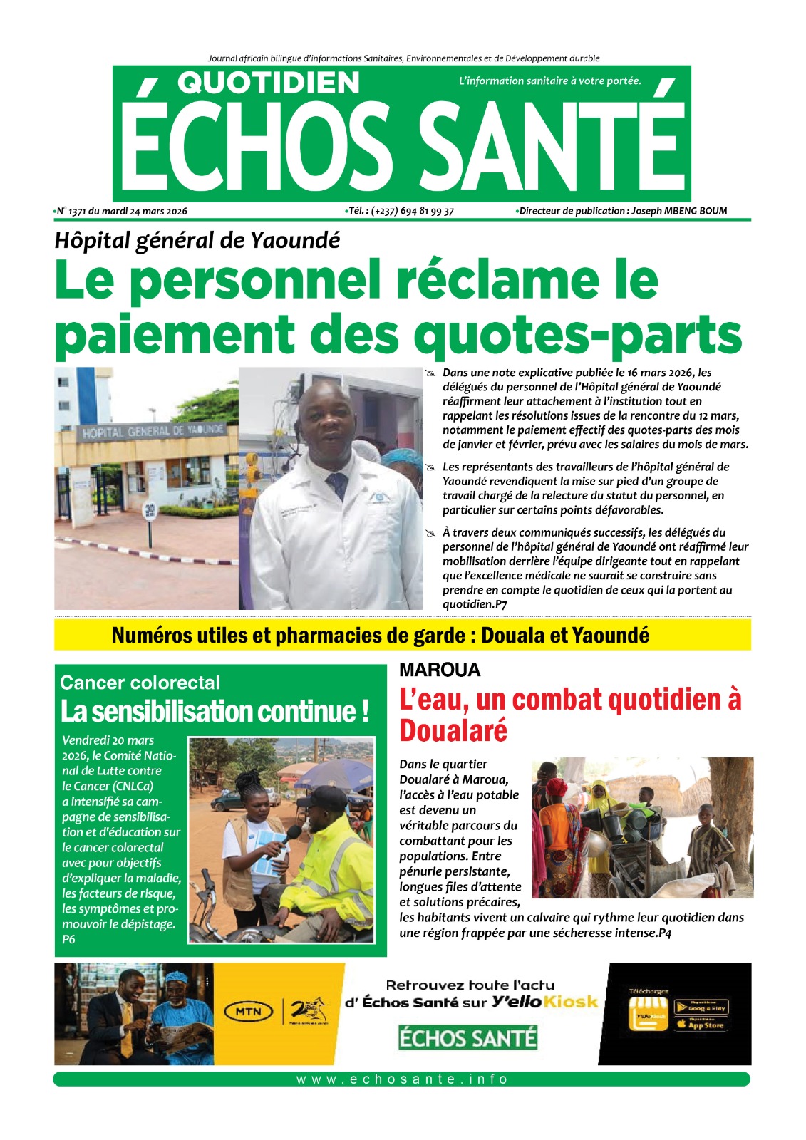 Echos santé n°1371 du mardi 24 mars 2026