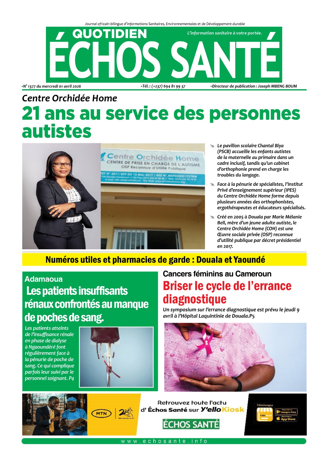 Echos santé n°1377 du mercredi 1er avril 2026