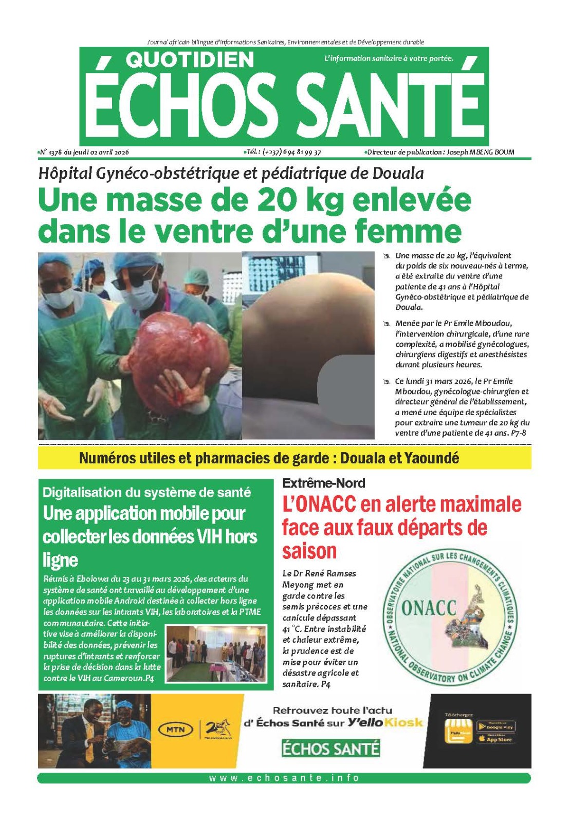 Echos santé n°1378 du jeudi 2 avril 2026